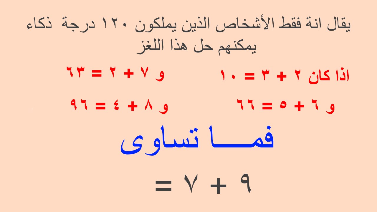 شغل دماغك الغاز غاية فى الصعوبة -الغاز رياضية صعبة للاذكياء فقط وحلها 2012 1