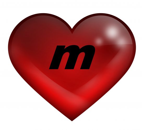 حرف m في قلب صباح الحب